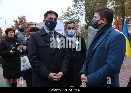 Nicht exklusiv: KIEW, UKRAINE - 11. NOVEMBER 2020 - außerordentlicher und bevollmächtigter Botschafter der Republik Türkei in der Ukraine Yagmur Ahmet Guld Stockfoto