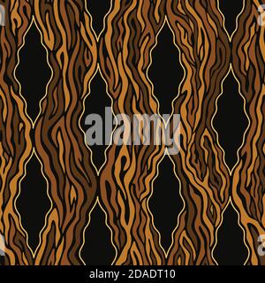 Batik Nahtloses Muster. Schwarz und Gold handgezeichnete Vektor-Illustration Muster für Oberfläche, T-Shirt-Design, Druck, Poster, Symbol, Web, grafische Designs. Stock Vektor