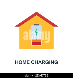 Ladesymbol zu Hause. Einfaches Element aus der Sammlung von Elektrofahrzeugen. Creative Home Ladesymbol für Webdesign, Vorlagen, Infografiken und vieles mehr Stock Vektor