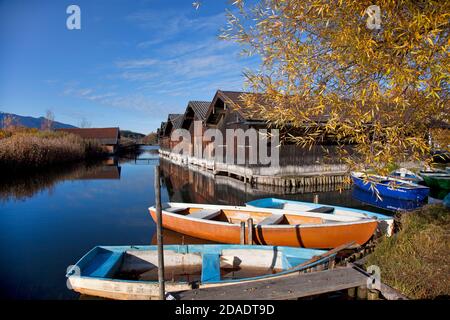 Geographie / Reisen, Deutschland, Bayern, Murnau am Staffelsee, Boote am Staffelsee, Oberbayern, Additional-Rights-Clearance-Info-not-available Stockfoto