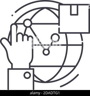 Logistik Richtung Symbol, lineare isolierte Illustration, dünne Linie Vektor, Web-Design-Zeichen, Kontur Konzept Symbol mit editierbaren Strich auf weiß Stock Vektor