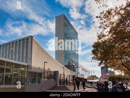 Hauptsitz der Vereinten Nationen, New York City, New York State, Vereinigte Staaten von Amerika. Stockfoto