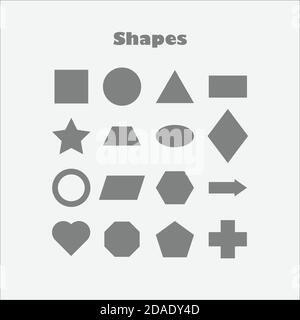 Verschiedene geometrische Formen für Kinder, Spaß Bildung Spiel für Kinder, Vorschulaktivität, Satz von grundlegenden Formen, Vektor-Illustration Stock Vektor