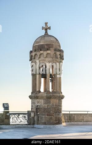 Glockenturm des Emple von Expiatori del Sagrat Cor on Der Gipfel des Mont Tibidabo in Barcelona Spanien Stockfoto