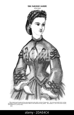 Godeys Mode für März 1864 Fanchon Jacke aus Godeys Lady's Book and Magazine, Marc, 1864, Band LXIX, (Band 69), Philadelphia, Louis A. Godey, Sarah Josepha Hale, Stockfoto