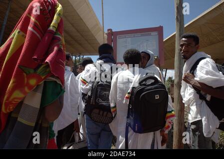 Christliche äthiopische Pilger in Lalibela, Äthiopien Stockfoto