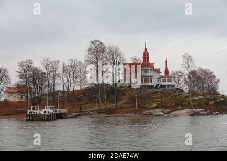 SaaristoVilla im Jugendstil. Es liegt auf der Klippan Insel vor South Harbour. Stockfoto