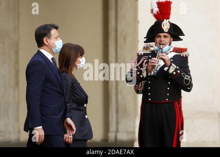 Der italienische Ministerpräsident Giuseppe Conte trifft sich mit der griechischen Präsidentin Katerina Sakellaropoulou in Rom, Italien wo: Rom, Italien Wann: 09 Oct 2020 Credit: Marco Ravagli Stockfoto