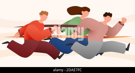 Gruppe von bunten Läufer Menschen isoliert Hintergrund. Cartoon Jogging männlich und weiblich in Bewegung. Person Läufer Rennen Lebensstil. Vektorgrafik Stock Vektor