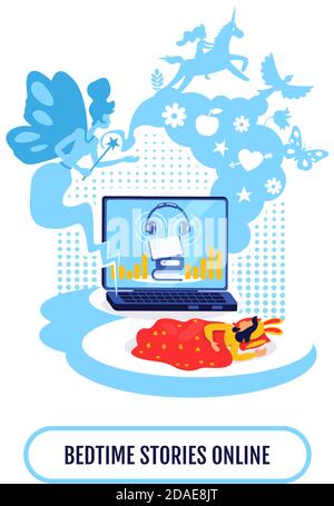 Kinder Buch Streaming flach Konzept Vektor Illustration Stock Vektor