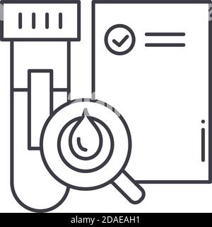 Blutanalyse Symbol, lineare isolierte Illustration, dünne Linie Vektor, Web-Design-Zeichen, Kontur Konzept Symbol mit editierbaren Strich auf weißem Hintergrund. Stock Vektor