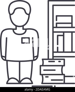 Bibliophiles Symbol, lineare isolierte Illustration, dünner Linienvektor, Webdesign-Zeichen, Umrisskonzept-Symbol mit editierbarer Kontur auf weißem Hintergrund. Stock Vektor