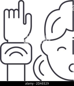 Verhaltensbiometrisches Symbol, lineare isolierte Illustration, dünner Linienvektor, Webdesign-Zeichen, Umrisskonzept-Symbol mit bearbeitbarem Strich auf Weiß Stock Vektor