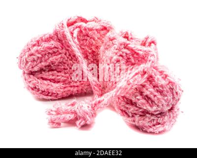 Baby Schuhe gestrickt isoliert auf weißem Hintergrund Stockfoto