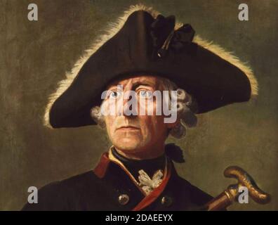 FRIEDRICH DER GROSSE (1712-1786) König von Preußen und militärischer Führer. Bildausschnitt von Wilhelm Camphausen im Jahre 1870 Stockfoto