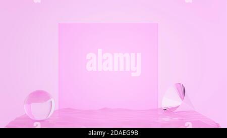 Hintergrund mit einem quadratischen Rahmen und dekorative transluzente Formen Präsentieren Sie Ihre Produkte Stockfoto