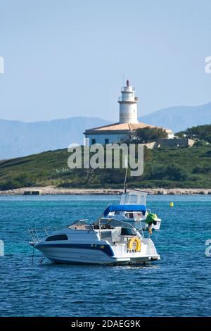 Geographie / Reisen, Spanien, Mallorca, Alcudia, Leuchtturm auf Isla de Alcanada, Alcudia, Balearen, Additional-Rights-Clearance-Info-not-available Stockfoto