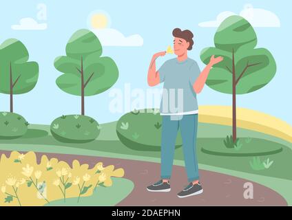 Walk in Park flache Farbe Vektor-Illustration Stock Vektor