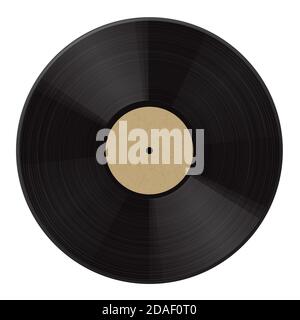 Vintage LP Disc mit leerem gelben Label für Vinyl-Recorder, Retro-Stil Musik Hintergrund Stock Vektor