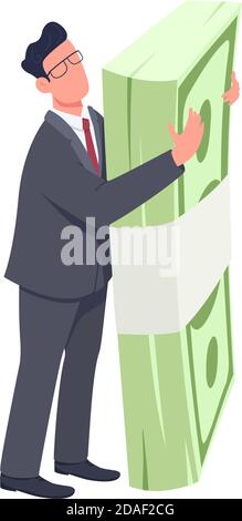 Unternehmer hält Geld Bundle flach Konzept Vektor Illustration Stock Vektor