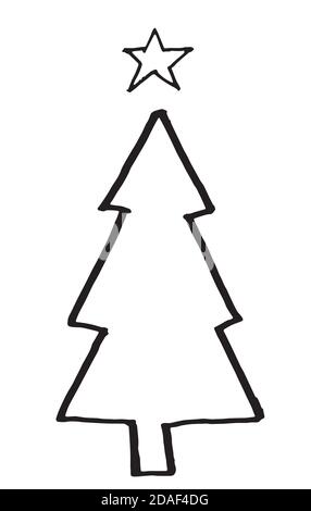 Baumkiefer weihnachten Symbol Silhouette.mit Stern. Stock Vektor