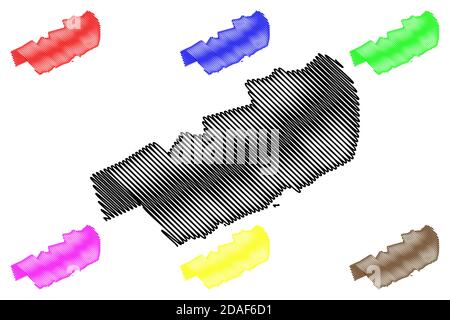 Mogadischu City (Bundesrepublik Somalia, Region Banaadir) Kartenvektordarstellung, Scribble Skizze Stadt Xamar oder Hamar Karte Stock Vektor