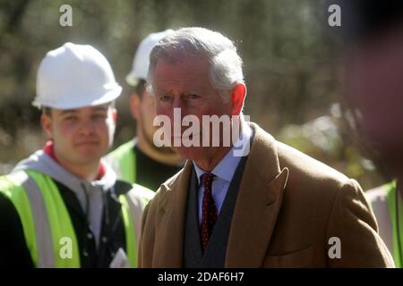 Dumfries House, Cumnock, East Ayrshire, Schottland, Großbritannien Prinz Charles besucht das Dumfries House, um sich mit Lehrlingen zu treffen, die verschiedene Fertigkeiten von der Zimmerei bis zur Steinmetzerei erlernen Stockfoto