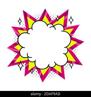 Comics Pop-Art-Stil leere Knall Form auf einem mehrfarbigen verdrehten Hintergrund. Stock Vektor
