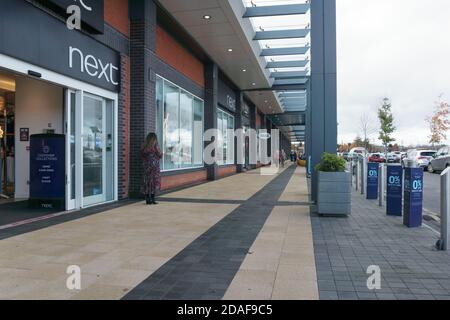 Broughton Shopping Park ein Einkaufszentrum in Broughton Flintshire, Wales. Eröffnet im Juni 1999 ist es der verkehrsreichste Einkaufspark in Nord-Wales Stockfoto