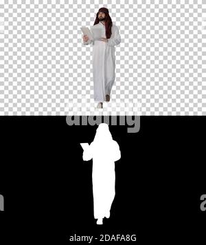 Scheich mit digitalen Tablet und Walking, Alpha Channel mit SILH Stockfoto
