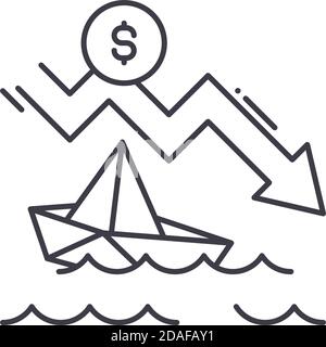 Insolvenz-Symbol, lineare isolierte Illustration, dünne Linie Vektor, Web-Design-Zeichen, skizzieren Konzept Symbol mit editierbarer Kontur auf weißem Hintergrund. Stock Vektor