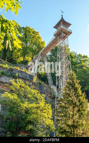 Jugendstilaufzug in Bad Schandau, Sachsen, Deutschland Stockfoto