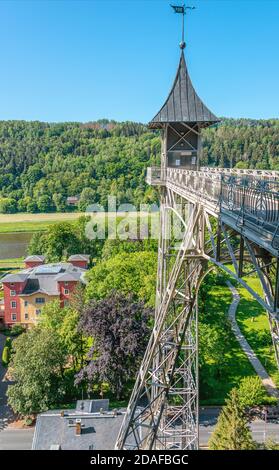 Jugendstilaufzug in Bad Schandau, Sachsen, Deutschland Stockfoto