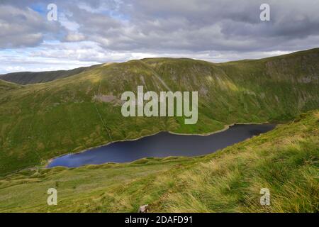 Blick auf Hayeswater Reservoir, Kentmere Common, Lake District National Park, Cumbria, England, Großbritannien Stockfoto