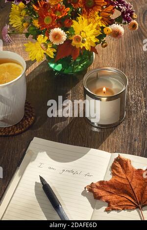 Dinge, die ich dankbar bin für List Stockfoto