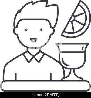 BarTender Concept Icon, lineare isolierte Illustration, Thin Line Vektor, Webdesign Zeichen, Outline Concept Symbol mit editierbarer Kontur auf weiß Stock Vektor