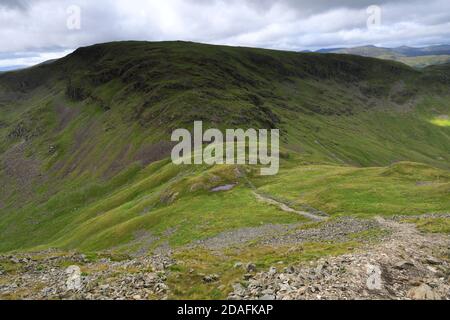 Blick von der Threshthwaite Mündung entlang des Troutbeck Tals, Kirkstone Pass, Lake District National Park, Cumbria, England, UK Stockfoto