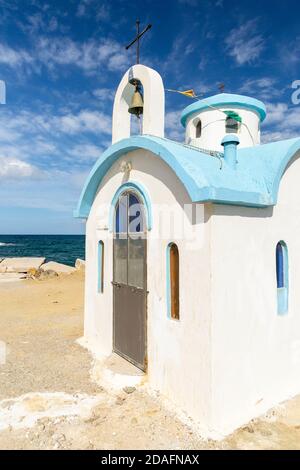 Die Seeseite Kirche von Agios Dionysios von Olympos in Galatas, Kreta, Griechenland Stockfoto