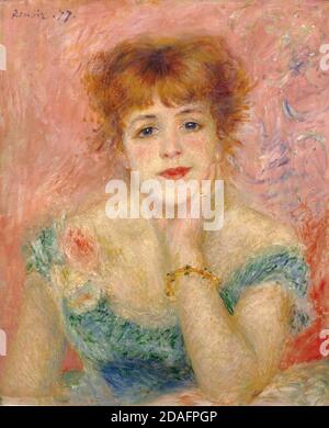 Titel: Porträt der Schauspielerin Jeanne Samary Ersteller: Pierre Auguste Renoir Datum: 1877 Medium: Öl auf Leinwand Maße: 56 x 47 cm Ort: Puschkin Museum, Moskau Stockfoto