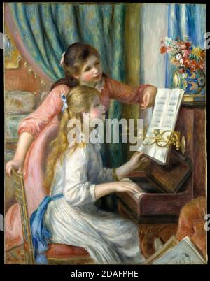 Titel: Junge Mädchen am Klavier Ersteller: Pierre Auguste Renoir Datum: 1892 Medium: Öl auf Leinwand Maße: 116 x 90 cm Ort: Musée d'Orsay, Paris Stockfoto