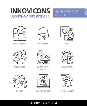 Coronavirus Disease - Symbole für Liniendesign Stock Vektor