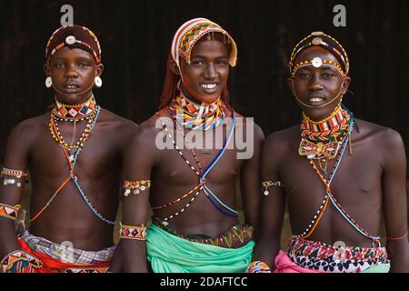 Samburu Stammesangehörige, Samburu, Kenia Stockfoto