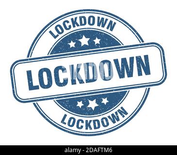 Lockdown Stempel. Lockdown Schild. Rundes Grunge Etikett Stock Vektor