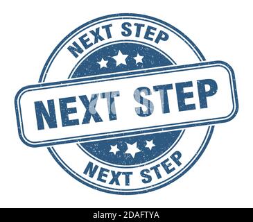 Nächster Schritt Stempel. Nächster Schritt Zeichen. Runde Grunge Etikett Stock Vektor