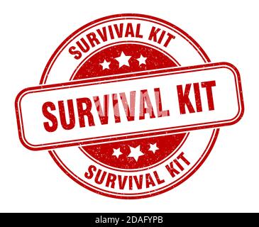 Survival Kit Stempel. Survival Kit Zeichen. Runde Grunge Etikett Stock Vektor