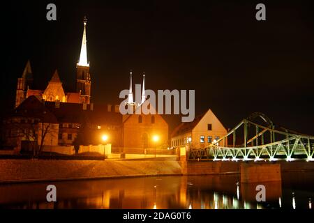 Die Stiftskirche des Heiligen Kreuzes und des Hl. Bartholomäus und die Kathedrale des Hl. Johannes des Täufers in Breslau, Polen Stockfoto