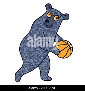 Tragen Sie in Sonnenbrille mit Basketball Ball für Kinder T-Shirt-Design. Lustige Illustration zum Thema Sport Stock Vektor