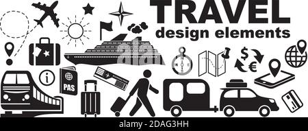 Reisesymbole - Satz von Vektordesign-Elementen Stock Vektor