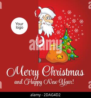 Weihnachtsmann auf rotem Hintergrund. Frohe Weihnachten und ein glückliches neues Jahr! Weihnachtskarte. Abbildung, Vektor Stock Vektor