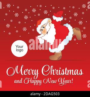 Weihnachtsmann auf rotem Hintergrund. Frohe Weihnachten und ein glückliches neues Jahr! Weihnachtskarte. Abbildung, Vektor Stock Vektor